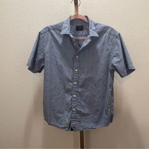 UNTUCKit Hamilton Blue Pink Palm Tree Short Sleeve Button Down Shirt Small